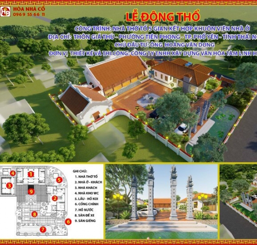 Lễ động thổ và phạt mộc nhà thờ tổ 5 gian kết hợp khuôn viên nhà ở tại Thái Nguyên