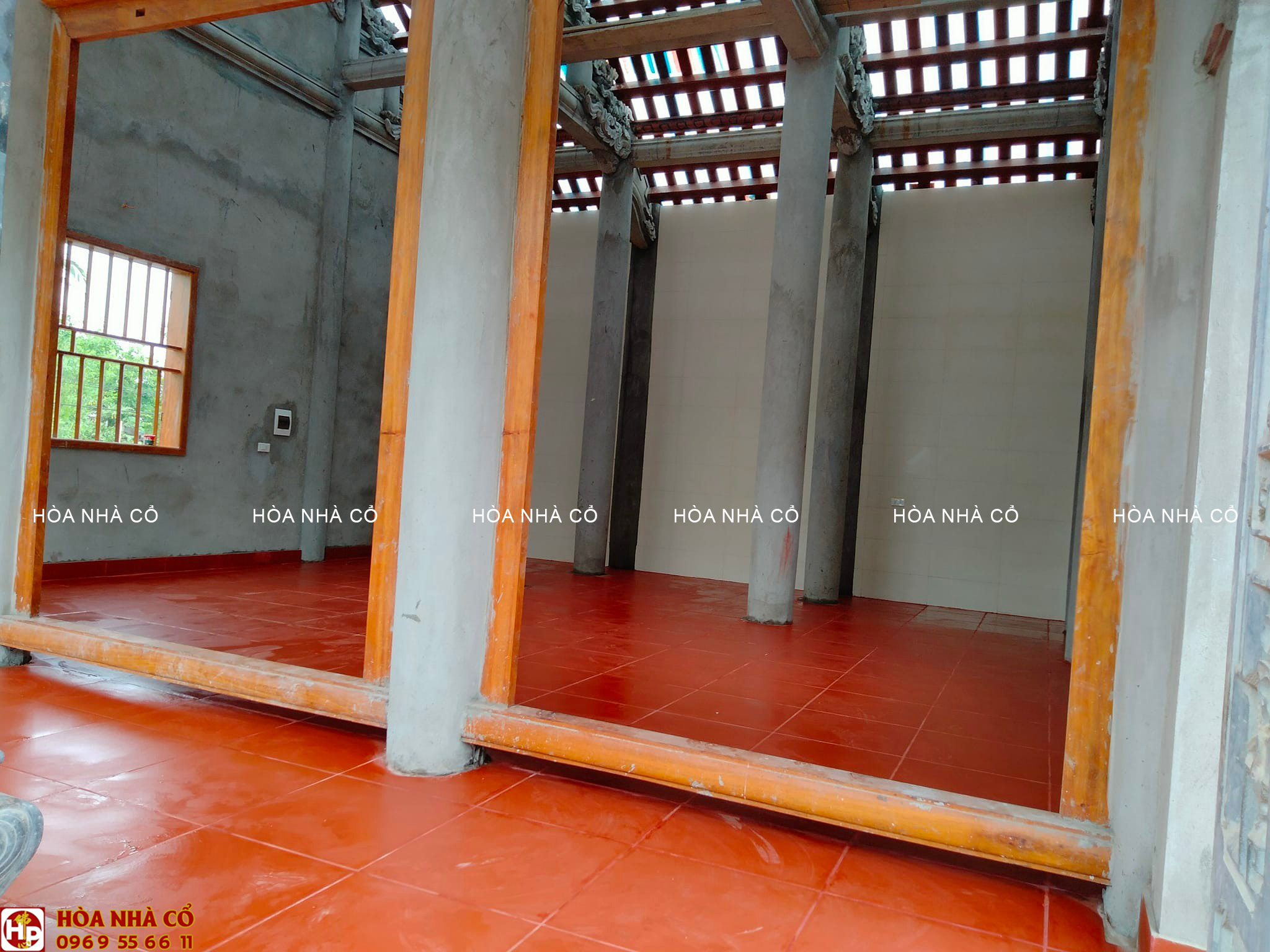 Bê tông giả gỗ: Xây dựng nhà 3 gian ở Nghệ An